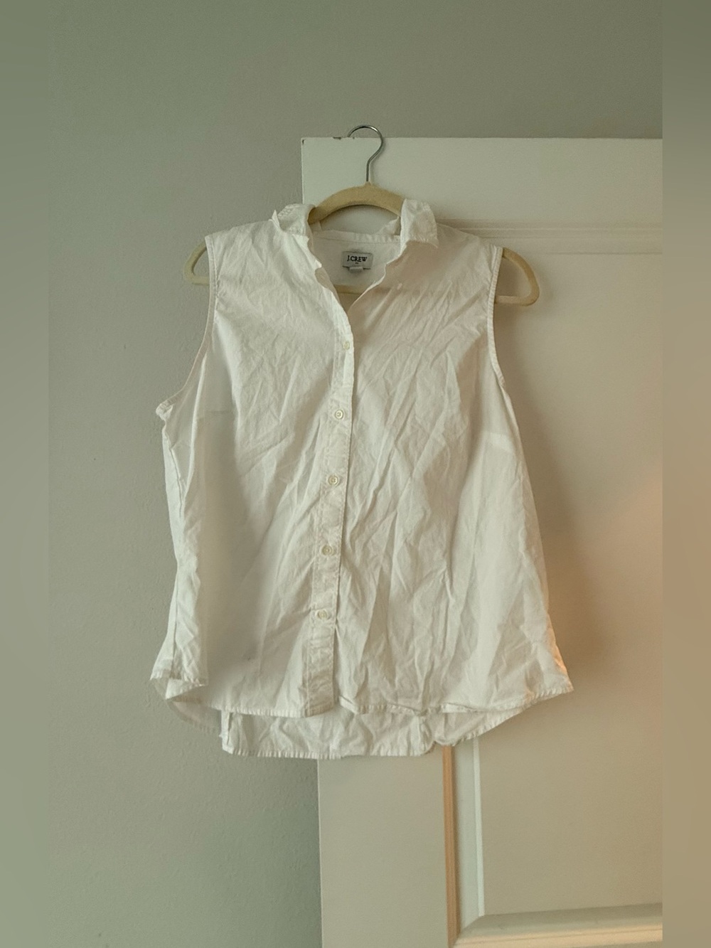 J.CREW White Cotton Sleeveless Button-Down Collared Blouse Topđ - Picture 2 of 8